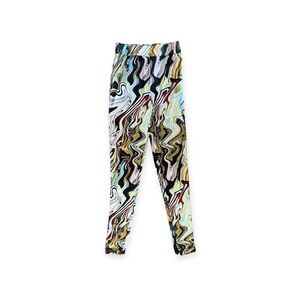 Halfheart pants sheer green cream yellow stretch waist medium